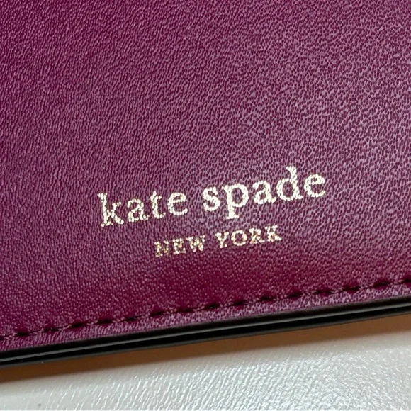 Kate Spade Nadine Leather Slim Bifold Card Holder w/ Keyring NWOT Rhubarb Tart